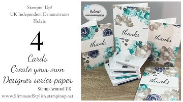 Create your own one sheet wonder - Stamp Around UK video hop, 4 cards from one A4 sheet.