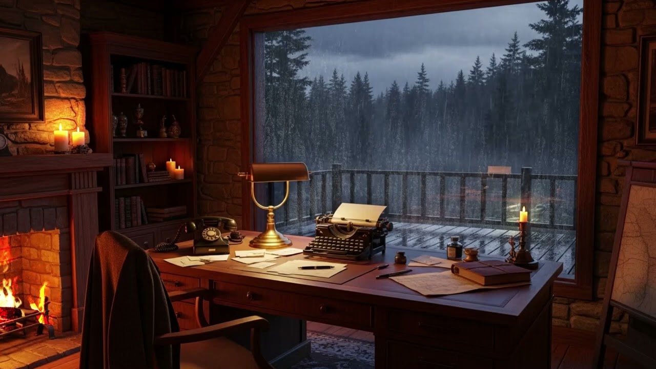 Cozy Rainy Morning in a Vintage Mountain Cabin | Soft Jazz Oldies from Another Room