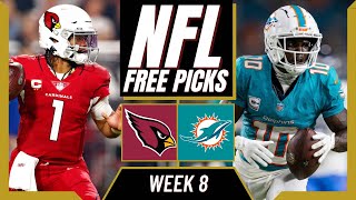 NFL Week 8 Picks | CARDINALS vs DOLPHINS Free Picks Today | NFL Week 8 Predictions