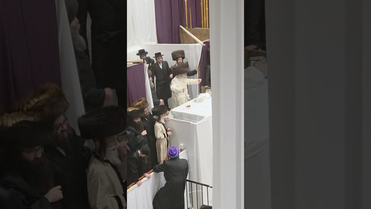 האדמו״ר מסאטמאר בריקודים בסעודת היין בפורים