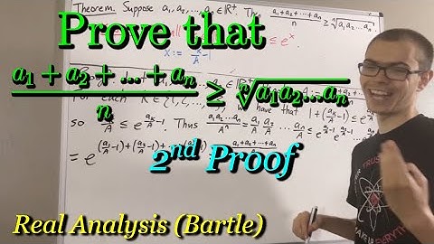 Prove the AM-GM Inequality (a1 + a2 + ... + an)/n ≥ (a1a2...an)^1/n Second Proof