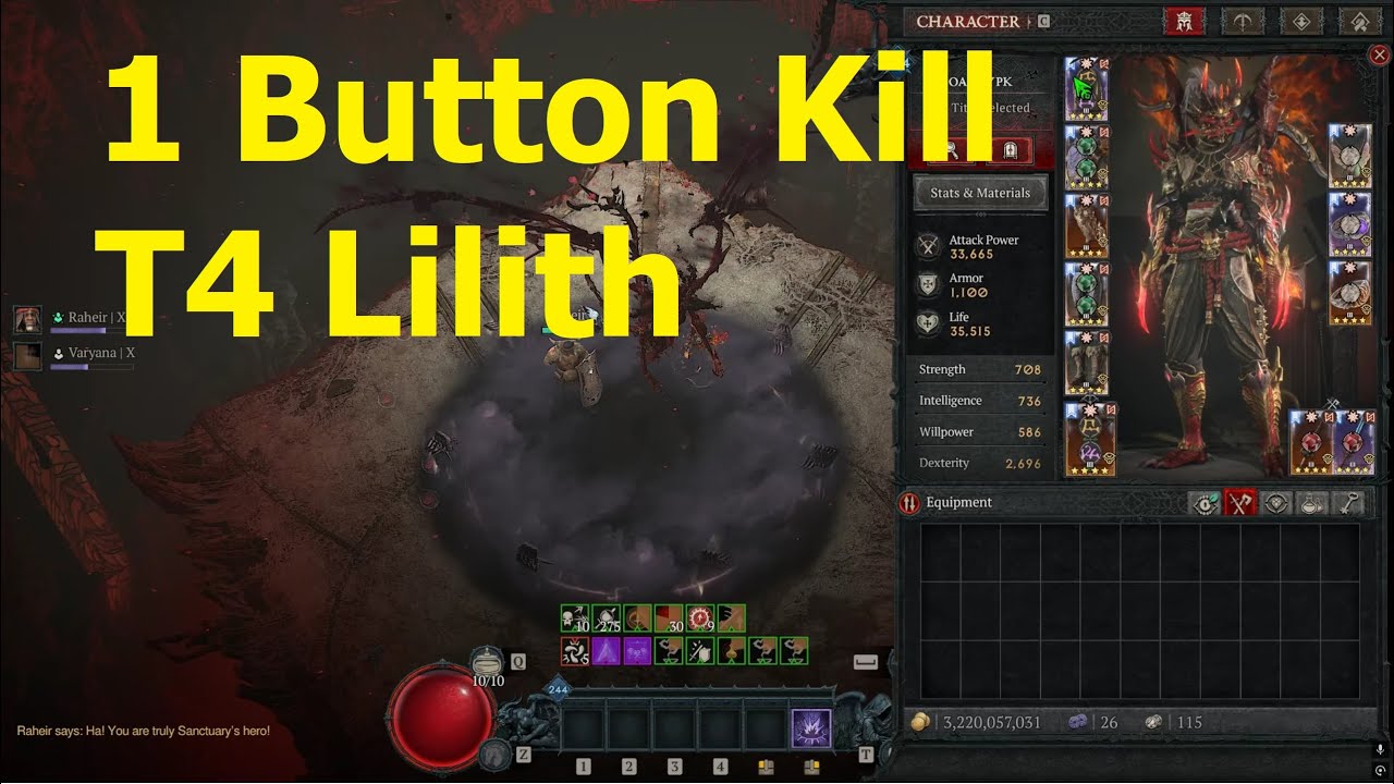 Diablo 4 [SS8] - Rogue Death Trap 1 Button Kill Echo of Lilith T4 - YouTube