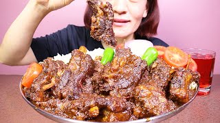 Eating Huge Spicy Mutton Curry with Basmati Rice, Salad #ASMR/EATING SHOW BIG BITES #MUKBANG