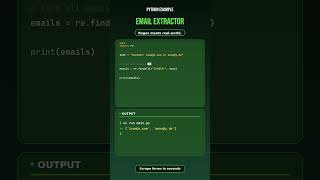 Extract Emails with Python Regex in Seconds #Python #Coding #Regex #LearnPython #Shorts