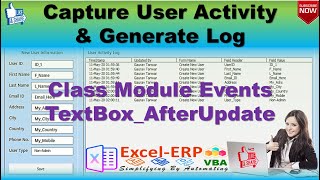 07  Capture User Activity and Generate Log using Class Public WithEvents TextBox_AfterUpdate