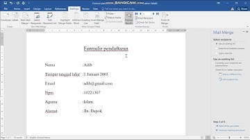 Tutorial Membuat Formulir Pendaftaran Dengan Langkah2 Step by Step Mail Merge Wizard