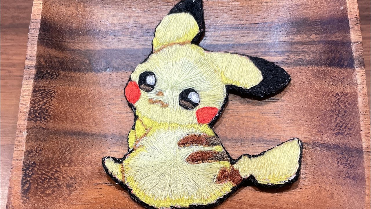 お花ワッペンワンピース3点セット ハンドメイド 初期ピカチュウ お盆休み限定セール！ピカチュウ刺繍ワッペンセットポケモン