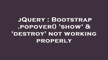 jQuery : Bootstrap .popover() 