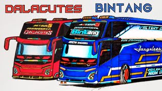 Cara Menggambar Bus,Bus Janguleee DALACUTES feat  Bus BINTANG Full Modifikasi Strobo mata