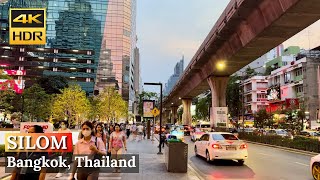 [BANGKOK] Night Walking In Downtown | Silom Road - Bangkok's Business District | Thailand [4K HDR]
