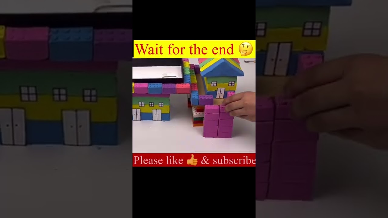 Rainbow house and pool with kinetic sand clay 