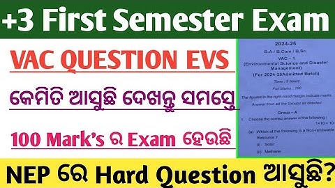 +3 First Semester Exam // Vac Evs Question Paper Semester Exam // Environmental Science In Odia Nep