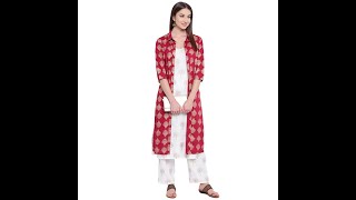 Khushal K Women's Rayon Printed Jacket Kurta With Palazzo Pant Set