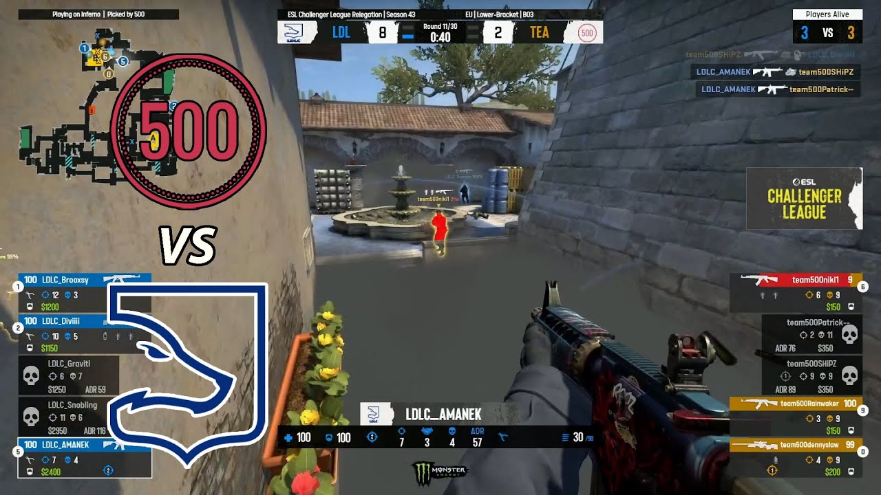AMANEk !! LDLC vs 500 - HIGHLIGHTS - INFERNO - ESL Challenger League Relegation S:43 - CSGO 2022