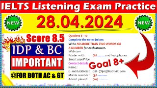 IELTS LISTENING PRACTICE TEST 2024 WITH ANSWERS | 28.04.2024