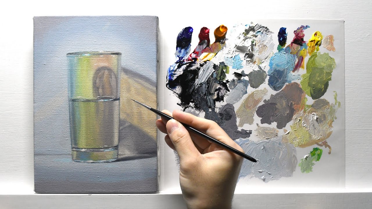油絵] 2時間10分で描くリアルなオーロラグラスのメイキング