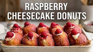 Raspberry Strawberry Cheesecake Donuts 🍓