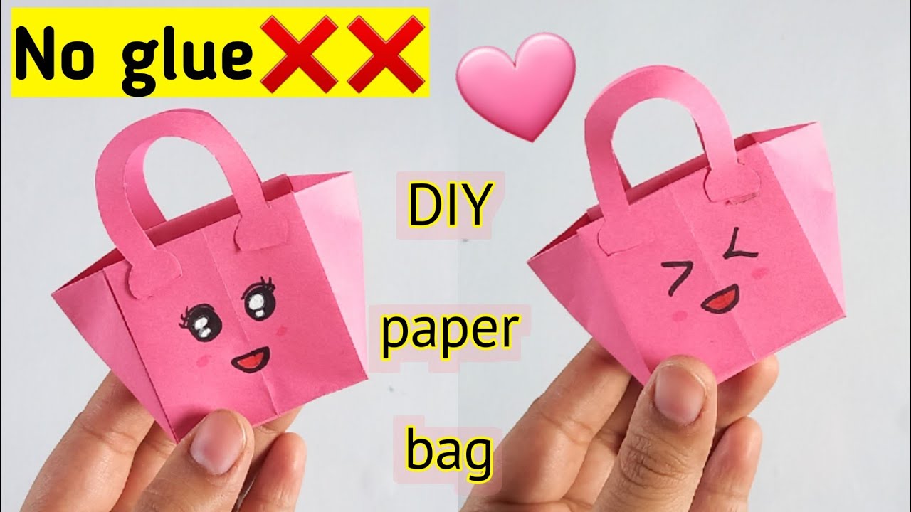 Origami paper bag, DIY paper bag, Paper bag without glue, No glue paper craft