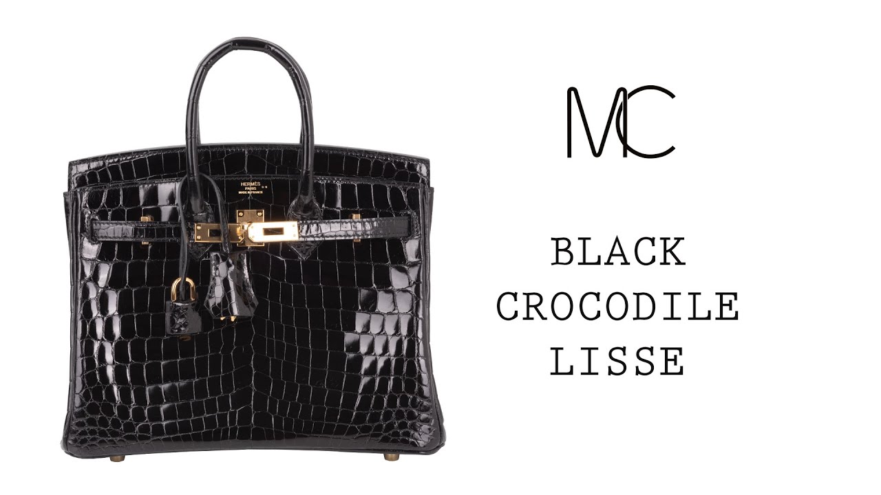 Hermes Birkin Bag Crocodile Leather Gold Hardware In Black