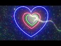 Zoom Fast Through Multicolored Bright Neon Glow Heart Tunnel In Space 4K Video Effects HD Background