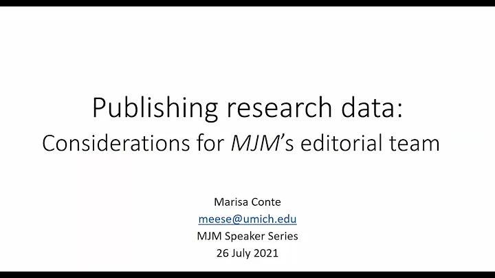 "Publishing Research Data" - Marisa Conte, MJM Spe...