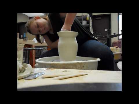 Throwing a Porcelain pitcher on the wheel.