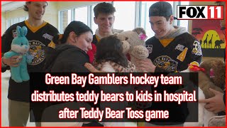 Hockey fans donate teddy bears; hospital distribution