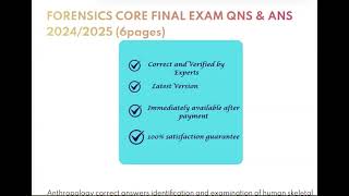FORENSICS CORE FINAL EXAM QNS & ANS 2024/2025
