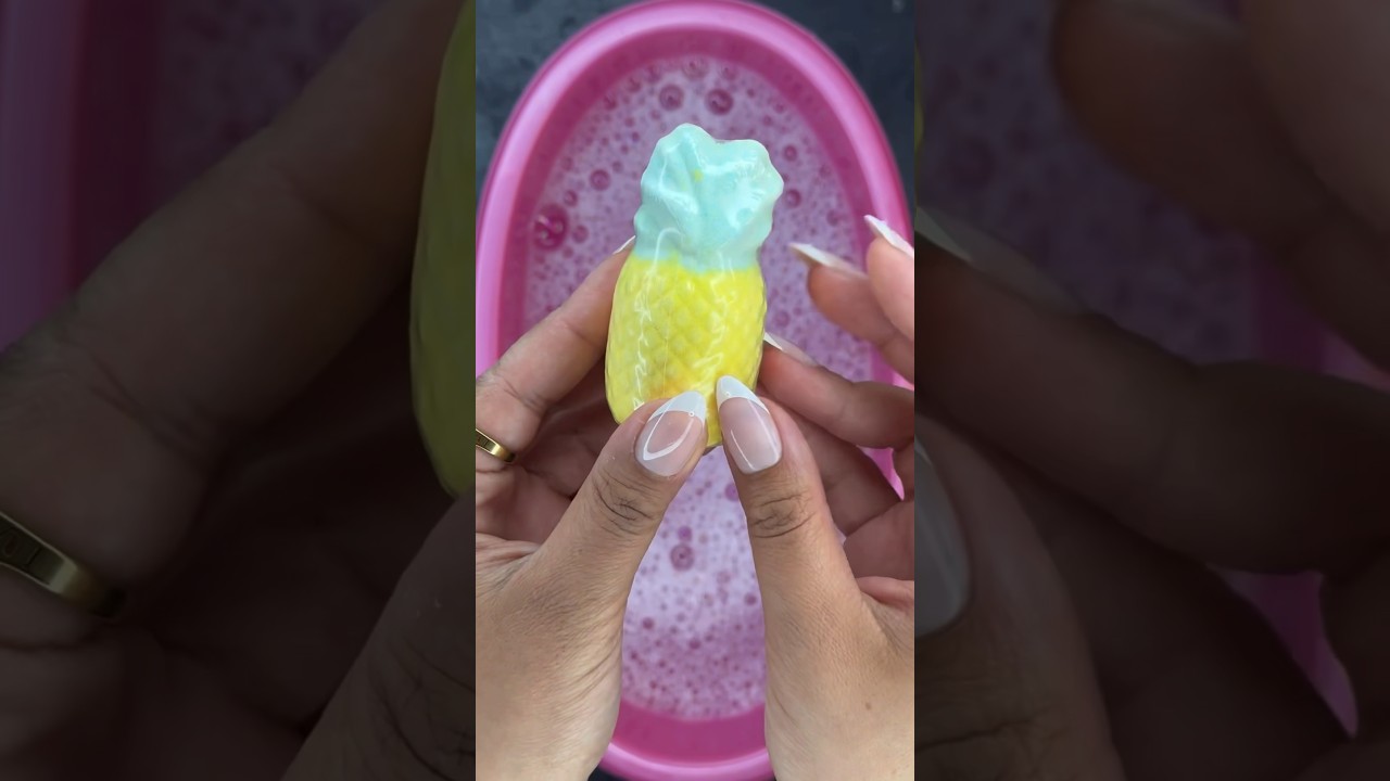 Tiny pineapple bath bomb satisfying ASMR videos 
