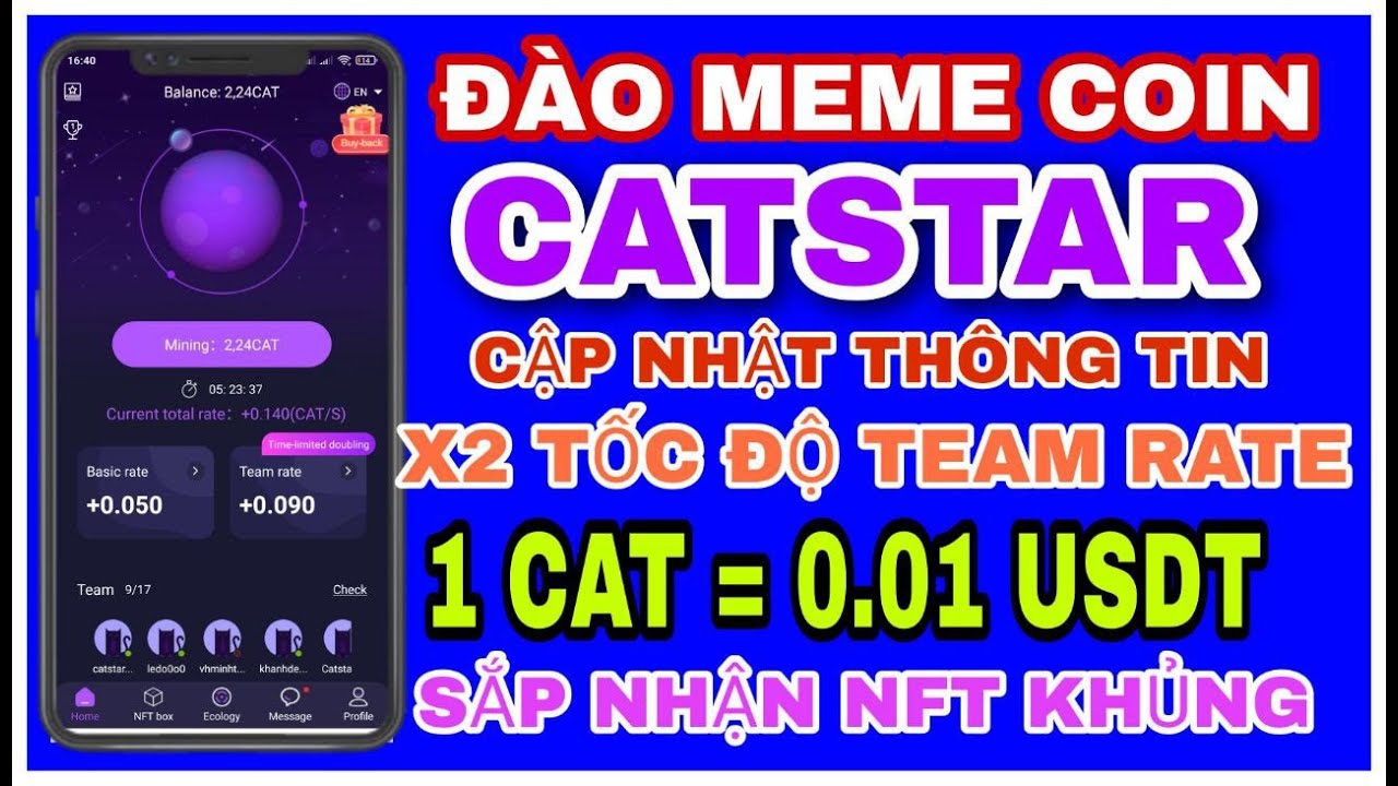 Chât lượng! Khai thác CATSTAR giá trị cao 1 CAT=0,01 USDT, sắp cho nhận hộp box NFT giá trị khủng