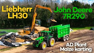 Moving maize with a Liebherr LH30 &amp; John Deere 7R290