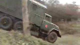 Russian ZIL 6x6 truck goes offroading