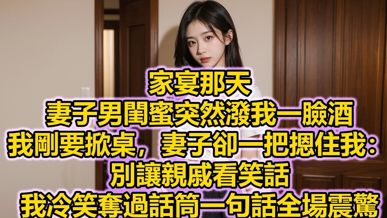 家宴那天，妻子男閨蜜突然潑我一臉酒，我剛要掀桌，妻子卻一把摁住我：別讓親戚看笑話，我冷笑奪過話筒一句話全場震驚