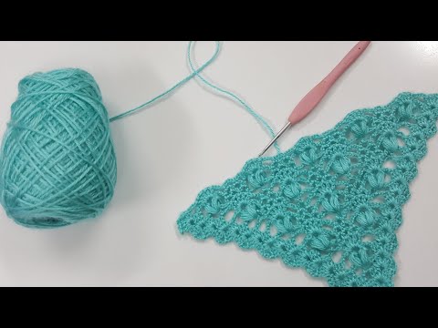 Very easy crochet triangle shawl model and crochet shawl model