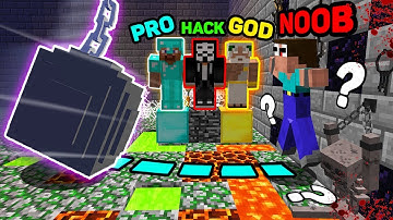 Minecraft - NOOB vs PRO vs HACKER vs GOD - HOW TO SAVE A NOOB? WRECKING BALL TRAP Challenge!