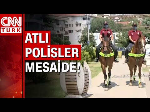 Atlı polis ekipleri Caddebostan Sahili'nde denetimde