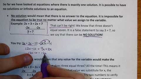 Multi step Equations Special Cases
