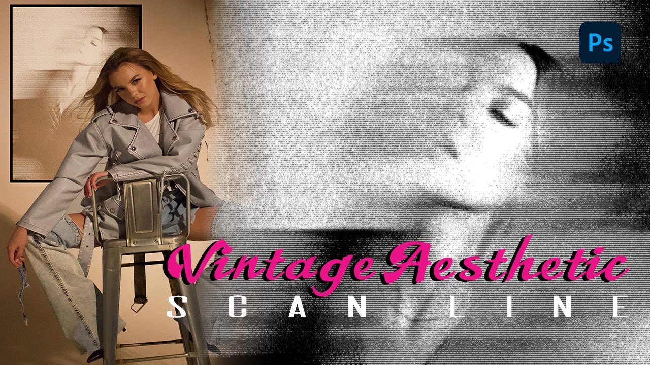 How to create vintage aesthetic scan line effect#adobephotoshop # ...