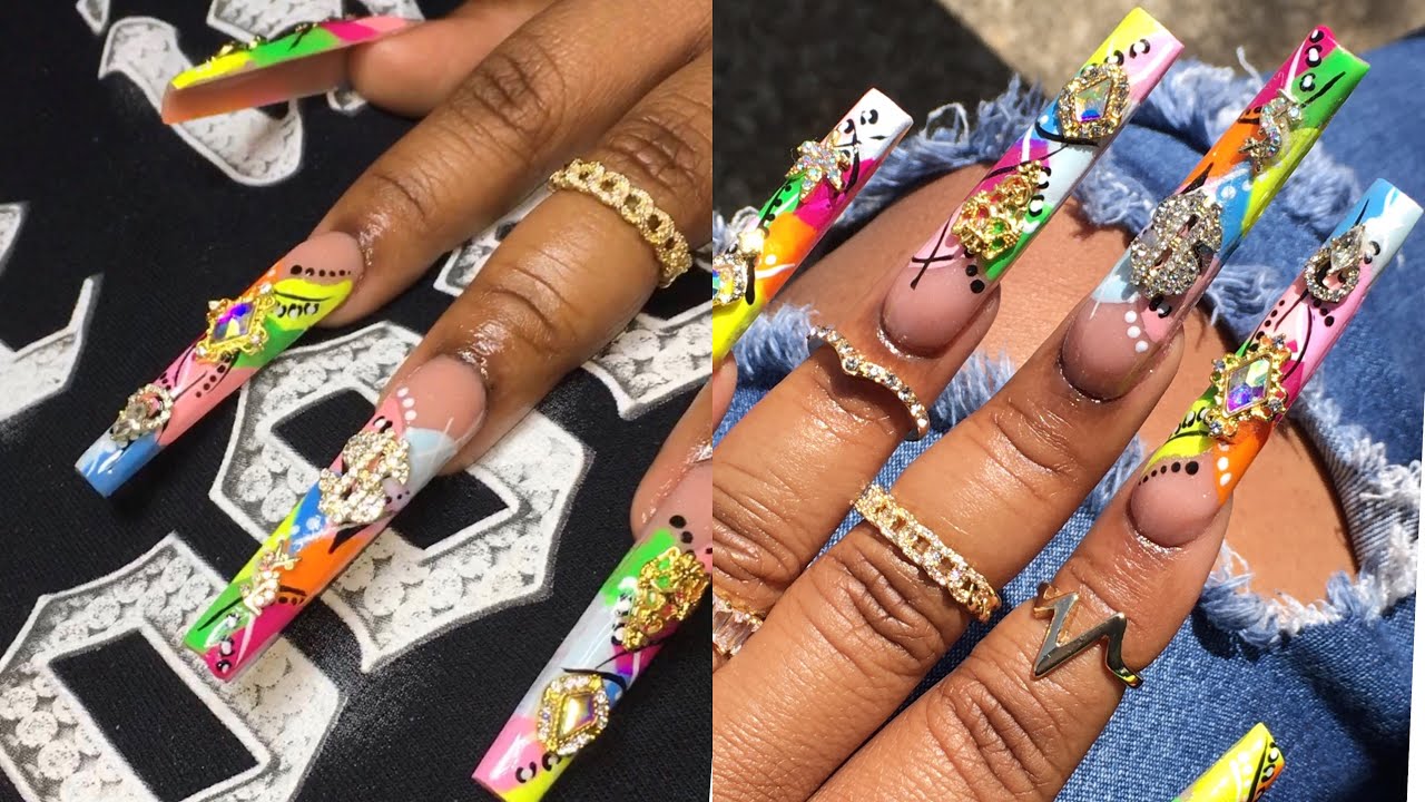 90s birthday vibe🥳 YES, may is still open for booking • • • long nails nail  designs chrome nails nail art summer nails pink nai... | Instagram