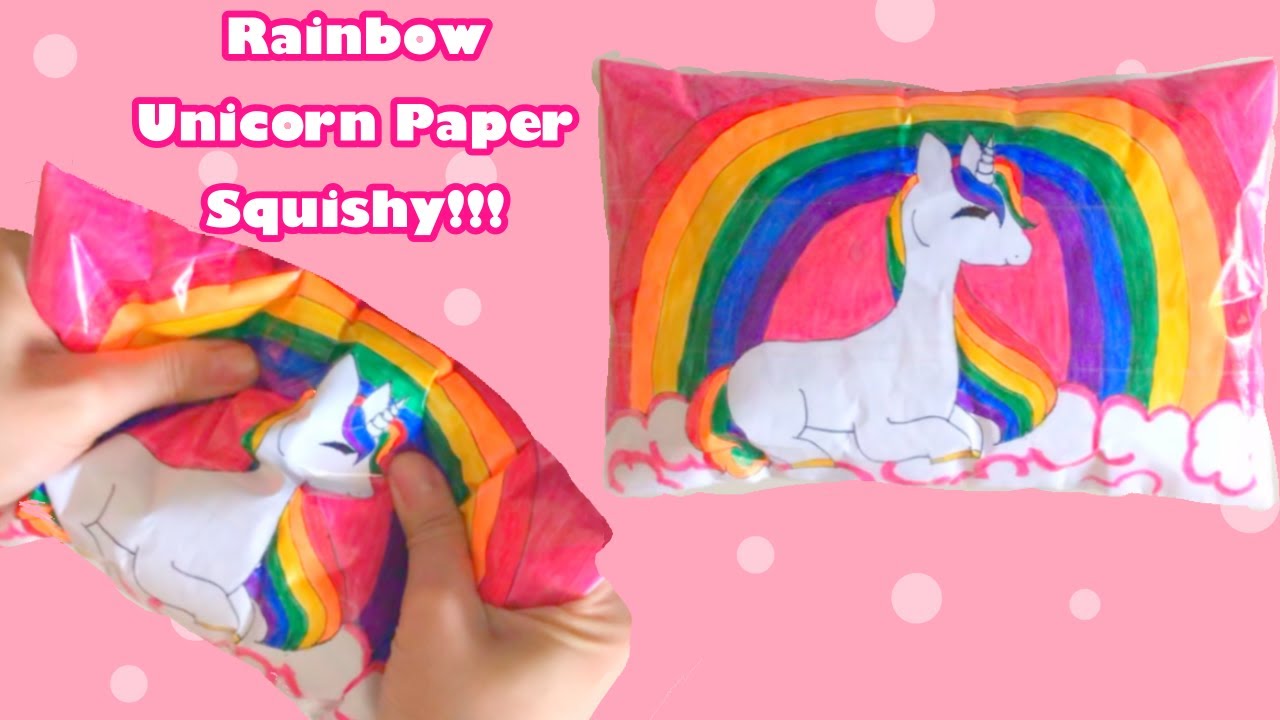 diy rainbow unicorn pillow paper squishy paper squishy