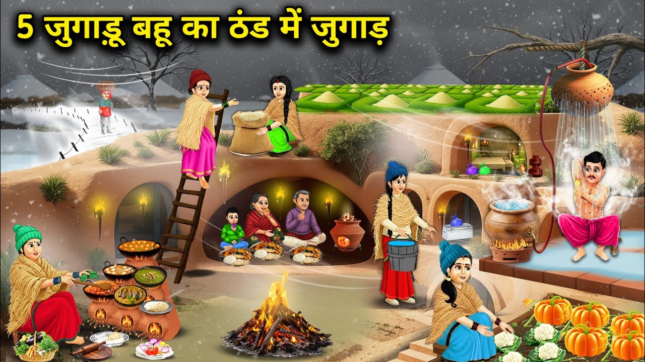 5 जुगाड़ू बहू का ठंड में जुगाड़||Hindi Cartoon Stories||5 Jugaadu Bahus' Solutions in the Winter.
