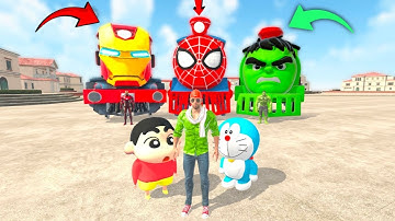 🤩 Brand new spider man train 🚂🤯 iron man train 💥 and hulk train 🚂 in indian theft auto simulator 🥳