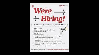 💥PeopleTech | Bangalore  | Hiring Rust Developer | #Systems Programming #Embedded #Linux #C++ #IT