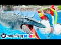 GIANT MOSASAURUS and Water Toys! @T-Rex Ranch - Dinosaurs For Kids | Jurassic TV | Dinosaur Videos