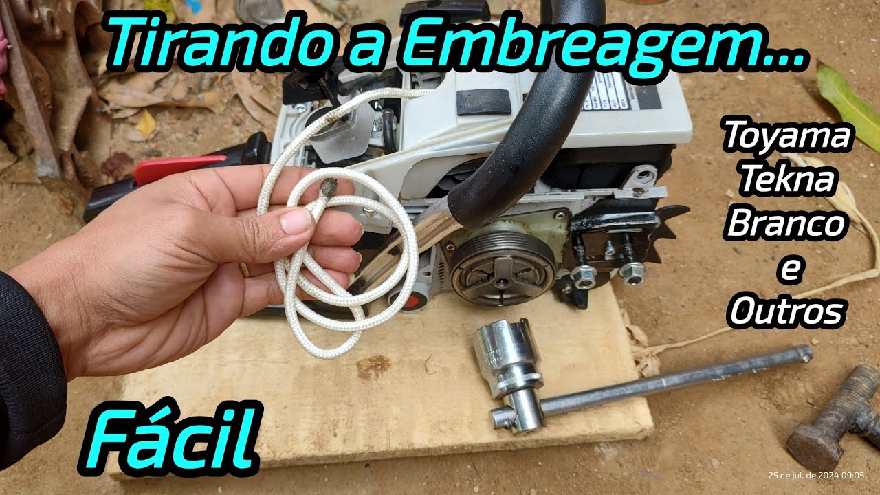 Como Tirar Embreagem e Pinhão da Motosserra Toyama, Tekna e Outras Importadas. #comofazer