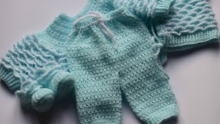 Conjunto Bebé a Crochet de pantalón chaqueta