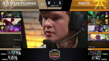 FNC vs NiP, Game 2   EU LCS 2017 Summer    Fnatic vs Ninjas in Pyjamas G21