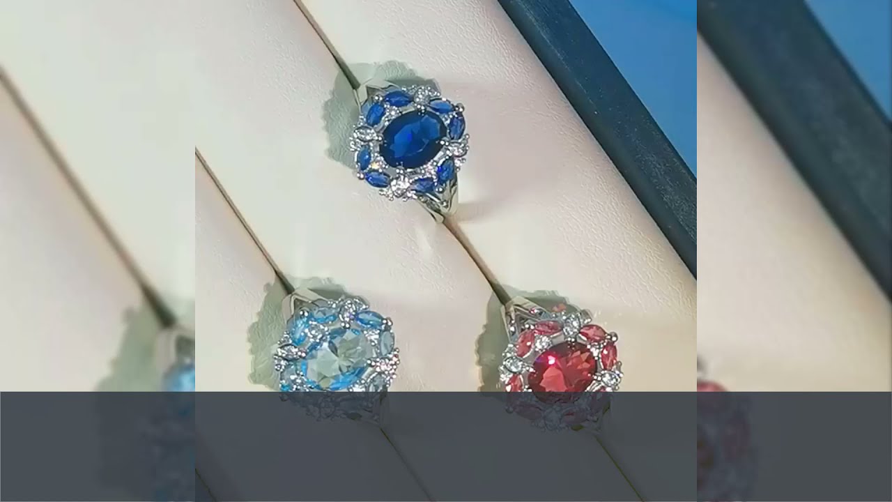 Luxury  Designer Lab Created Ruby Sapphire Aquamarine Rings