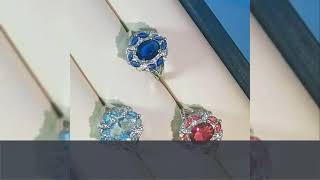Luxury  Designer Lab Created Ruby Sapphire Aquamarine Rings