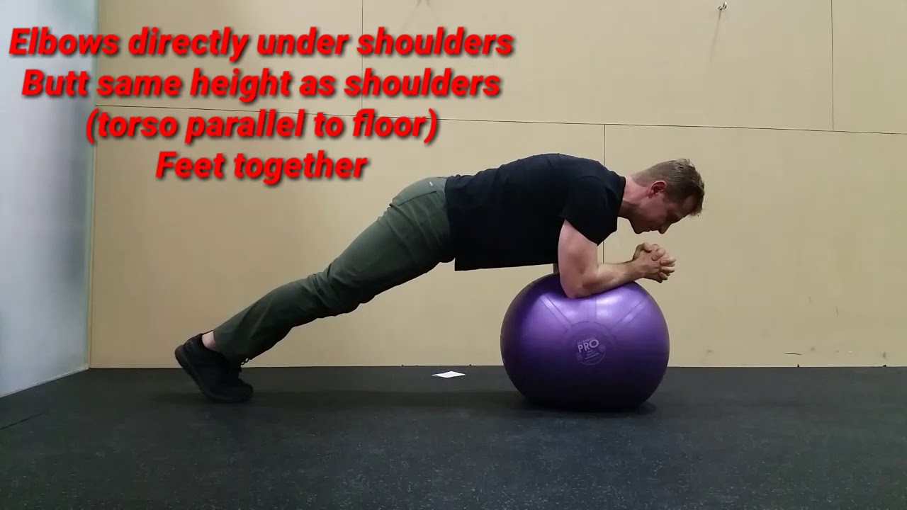 STABILITY BALL ELBOW PLANK - YouTube